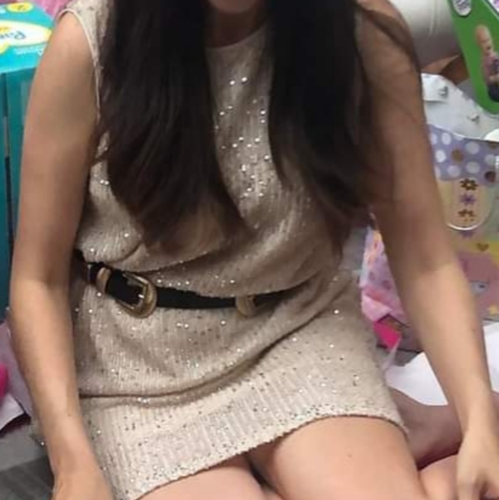 Cream sparkling dress